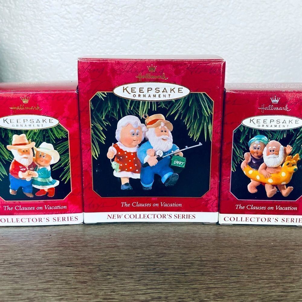 Hallmark Santa Ornaments Lot The Clauses on Vacation
